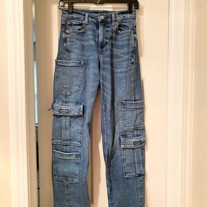 American eagle jeans super high rise baggy straight